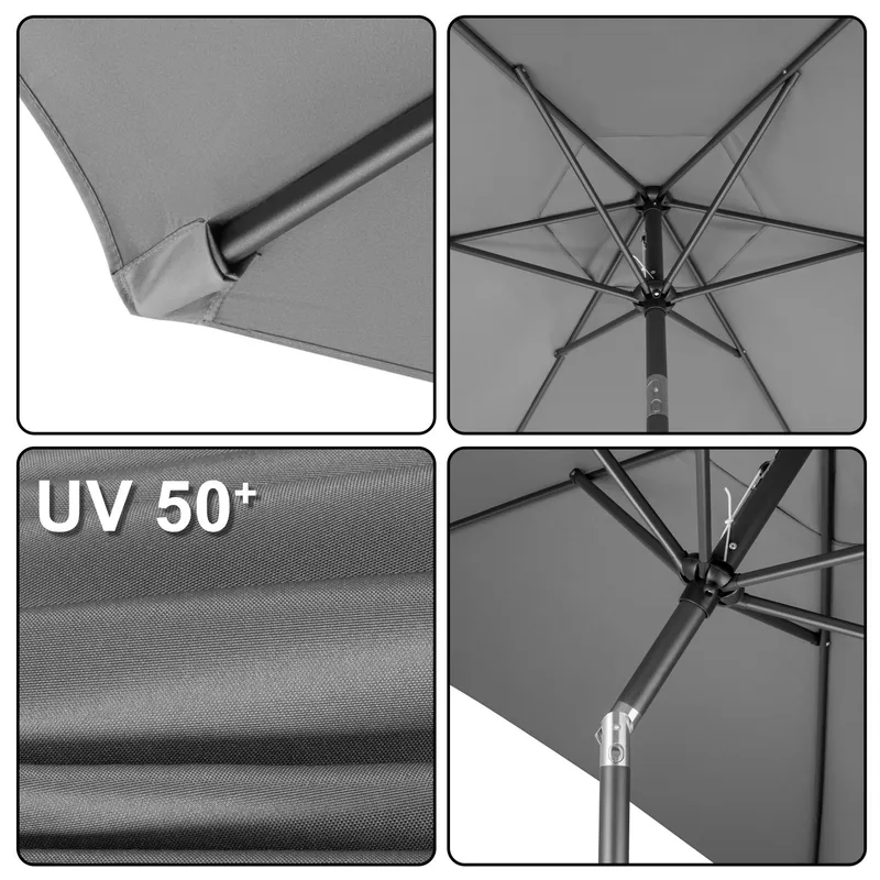 Składany Parasol Ogrodowy Balkonowy Regulowany 300 cm GARDIVA - Grafitowy