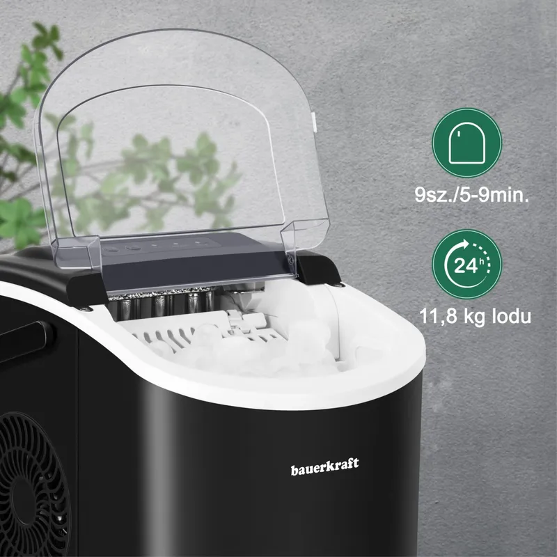 Kostkarka Do Lodu Automatyczna Cicha 12 kg Na Dobę 1.3 l - Czarna
