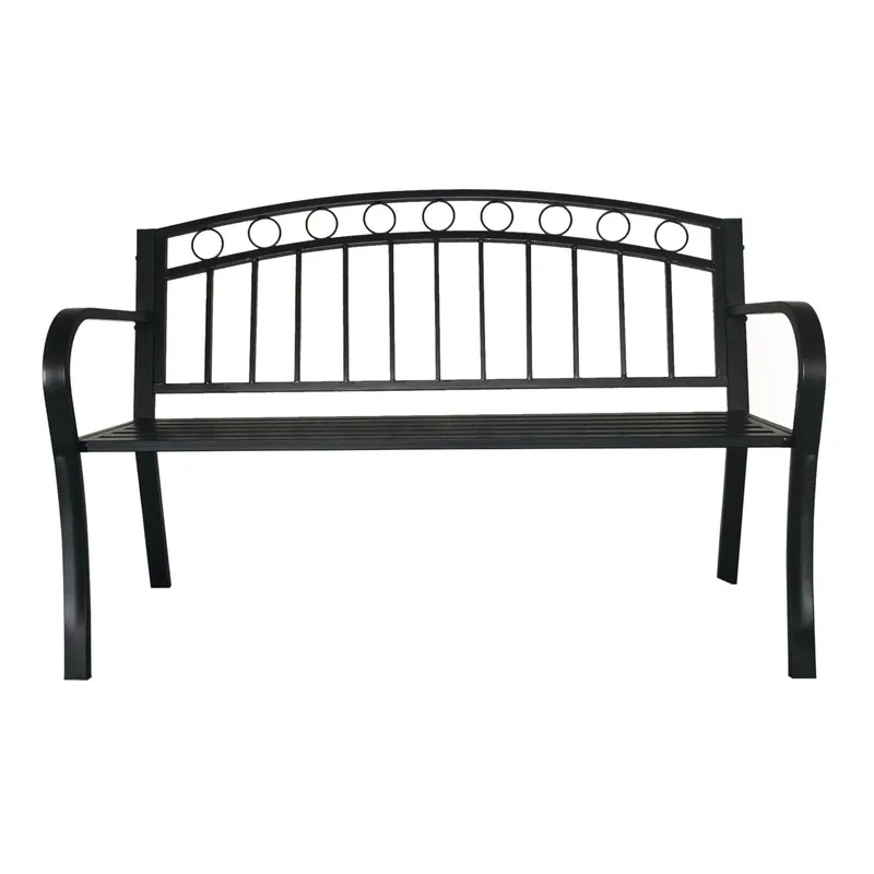Metalowa Ławka Ogrodowa 125 x 53 x 84 cm Do 180 kg GARDIVA - Czarna
