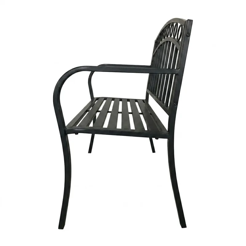 Metalowa Ławka Ogrodowa 125 x 53 x 84 cm Do 180 kg GARDIVA - Czarna