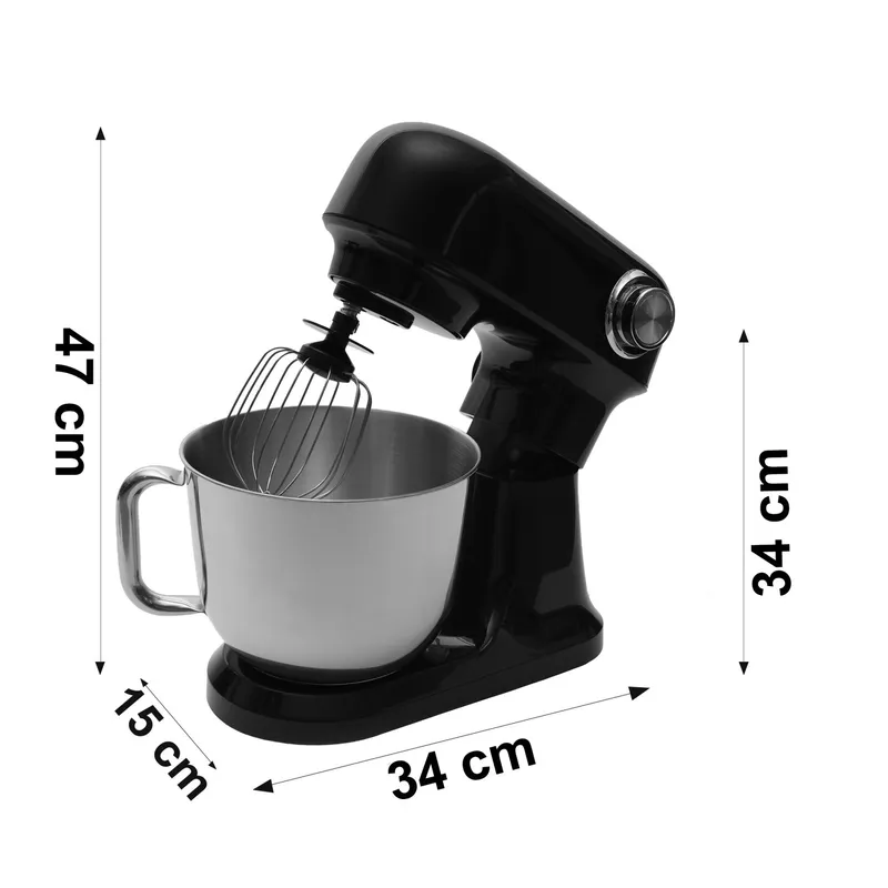 Robot Planetarny Kuchenny 1500 W Z Misą 5 l Silikonową Łopatką - Czarny