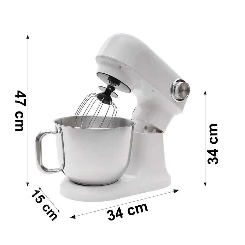 Robot Planetarny Kuchenny 1500 W Z Misą 5 l Silikonową Łopatką - Biały