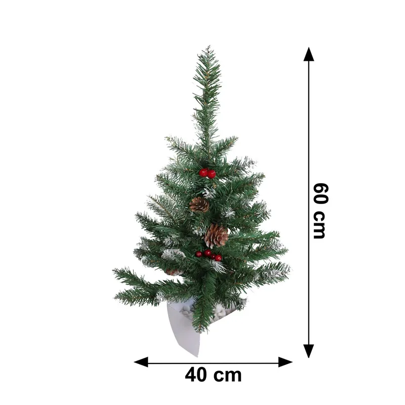 Choinka Sztuczna W Doniczce Sosna Ośnieżona 60 cm Na Biurko VENDEA