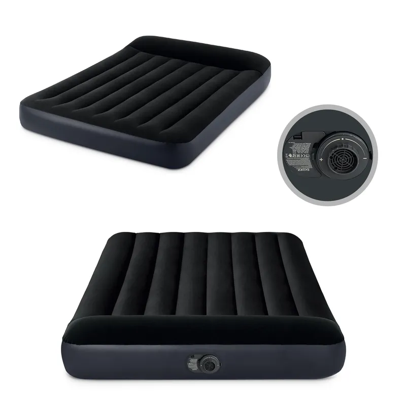 Materac Dmuchany 191x137 cm Dwuosobowy Z Pompką Łóżko Welur INTEX 64148ND