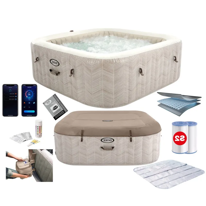 Nadmuchiwane SPA Kwadratowe Basen Z Hydromasażem 6 os. 196x71 cm Akcesoria Premium INTEX 28472