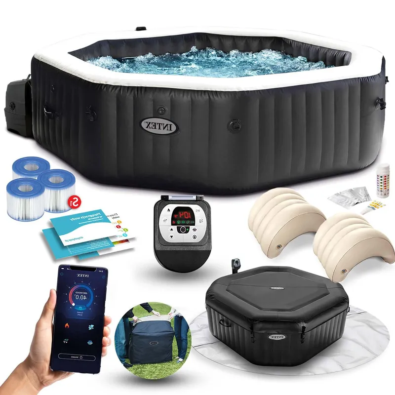 Nadmuchiwane SPA Ośmiokątne Basen Z Hydromasażem 4 os. 180x71 cm Akcesoria Premium INTEX 28458