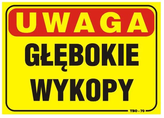 Tablica 35*25CM Uwaga! Głębokie Wykopy