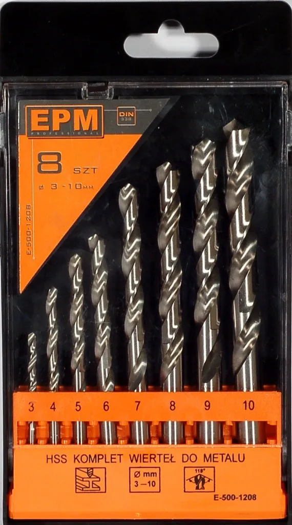 Zestaw Wierteł HSS Do Metalu 3-10MM 8 szt. EPM