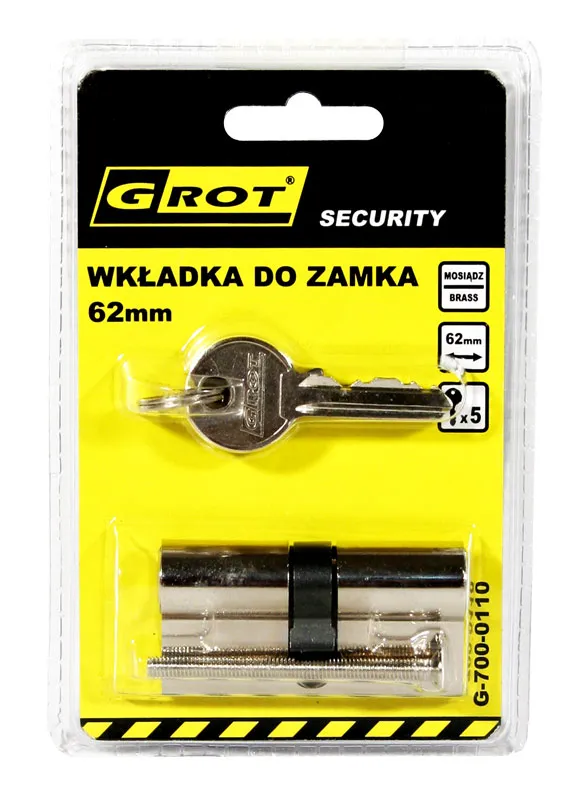 Wkładka Bębenkowa 31/31MM 62mm Nikiel 5 Kluczy GROT