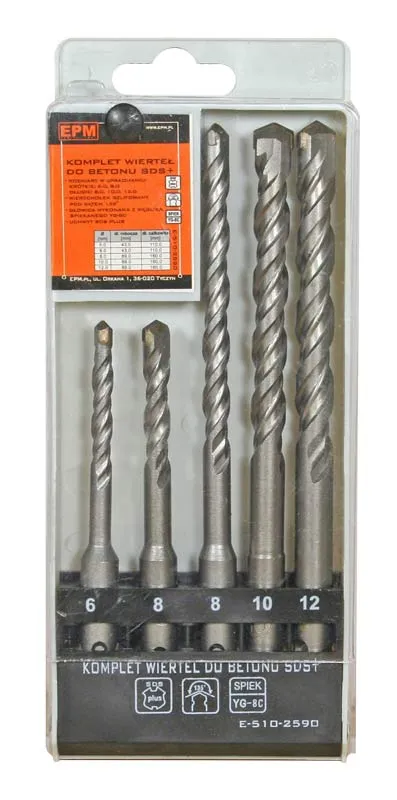 Zestaw Wierteł Sds+ Do Betonu 6,8 - Kr, 8,10,12 - Dł. Szt. EPM
