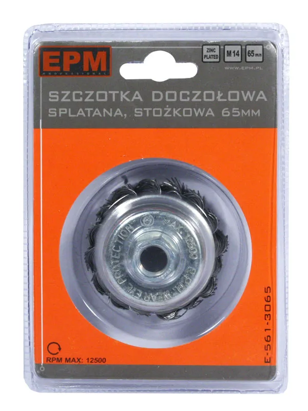 Szczotka Doczołowa Splatana Stożek 65mm Zn EPM