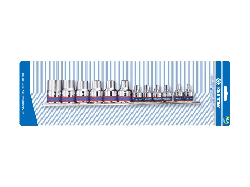 Komplet Nasadek 3/8-1/2 12SZTUK E4-E20, Chrom KING TONY