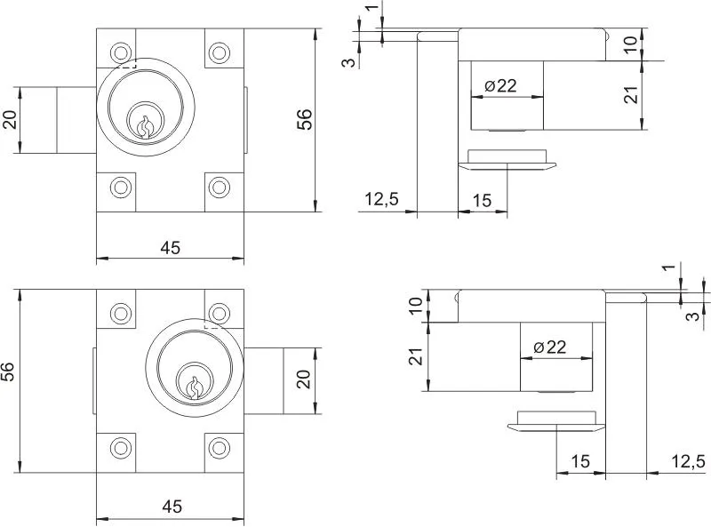 Zamek Meblowy ZMB-2 Niklowany Lewy LOB