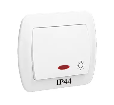 Akord Przycisk Światło P/T IP44 Z Podświetleniem SIMON - Biały
