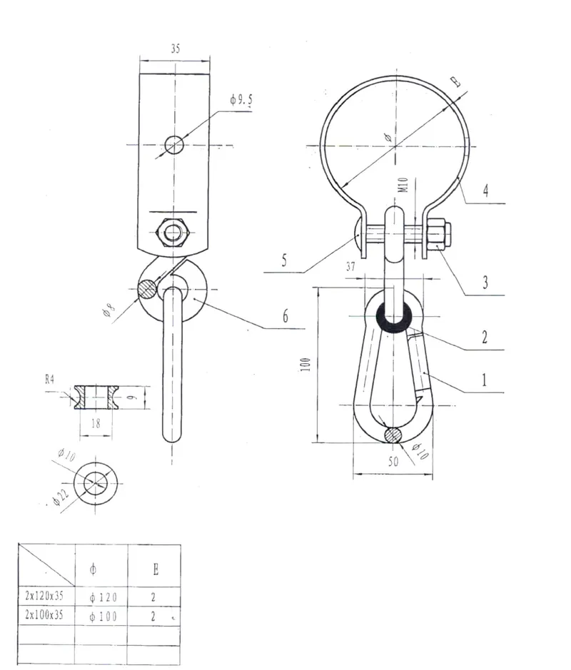 Hak Do Huśtawki Z Obejmą I Karabińczykiem 2*100MM