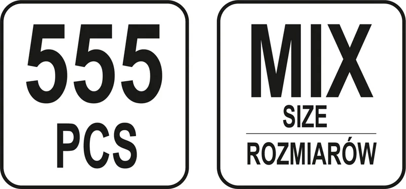 Zestaw Zawleczek Prostych 555 szt. Mix YATO