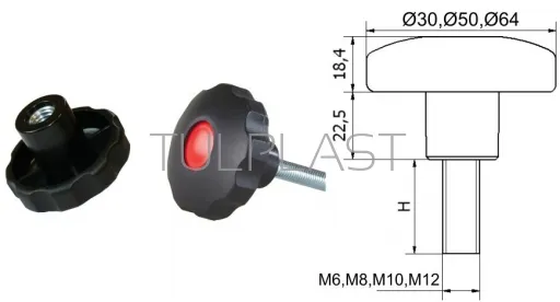 Pokrętło Gwiazdkowe Pok 03 FI 50 M8*38 PP 828