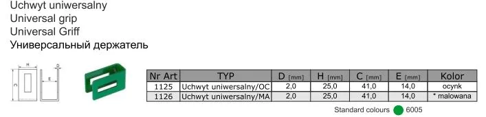 Uchwyt Uniwersalny Malowany 1126 - Zielony