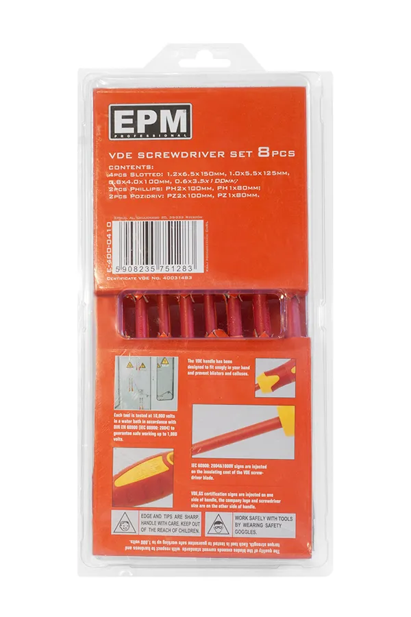 Zestaw Wkrętaków Izolowanych VDE 8 Sztuk EPM