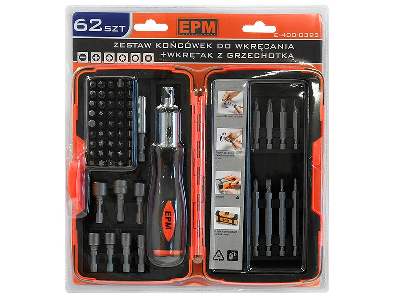 Zestaw Bitów Z Grzechotką 62 Sztuk EPM