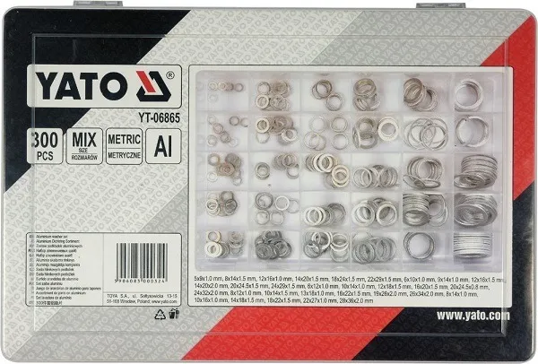 Zestaw Podkładek Aluminiowych 300 szt. Mix Rozmiarów YATO