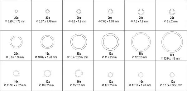 Zestaw 270 Oringów Do Klimatyzacji Materiał Hnbr, Zielon YATO