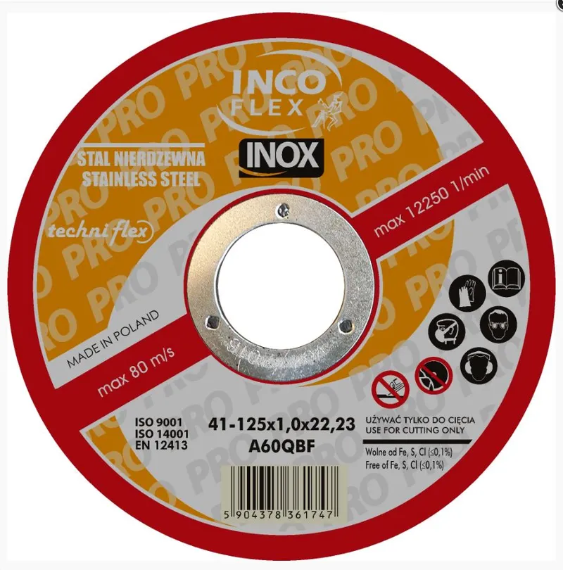Tarcza Płaska INOX T1A 125*1.0*22 TECHNIFLEX