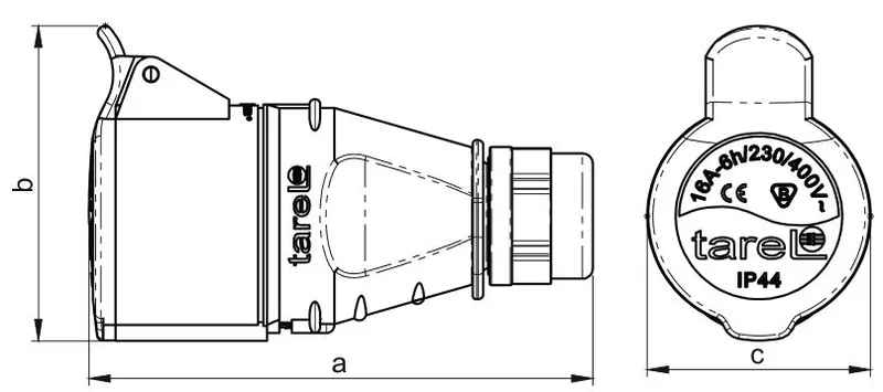 Gniazdo Izolacyjne Przenośne 16A 400V 3P+N+Z IP44 TAREL - Czerwone
