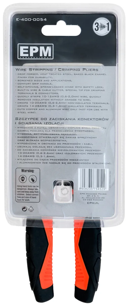 Szczypce Do Zaciskania Konektorów 3w1 190mm Industrial Grade EPM
