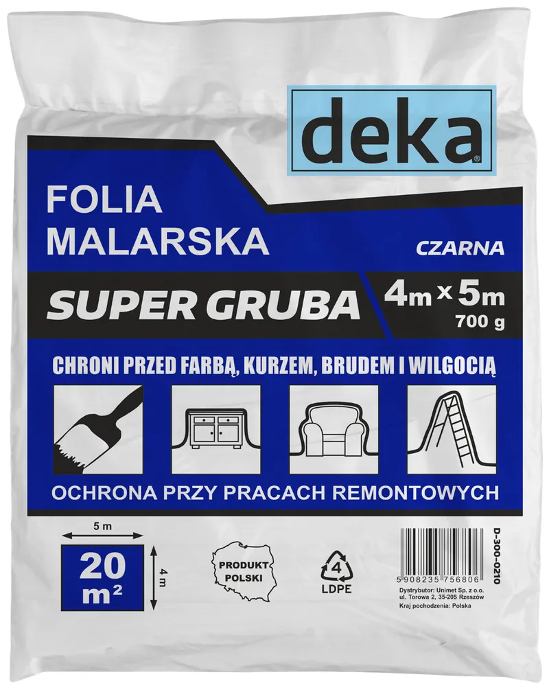 Folia Malarska Super Gruba 4*5M 700g DEKA - Czarna