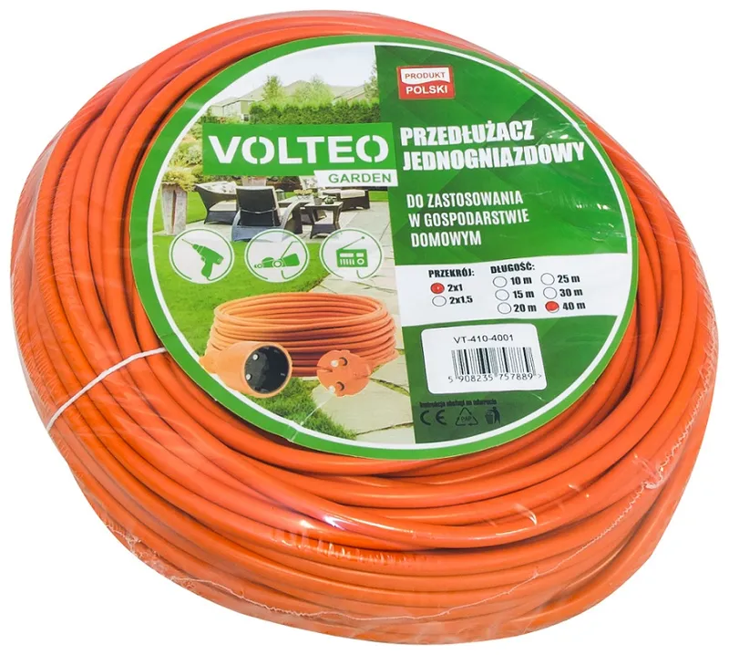 Przedłużacz Ogrodowy 30m Przewód H05VV-F 2*1MM VOLTEO
