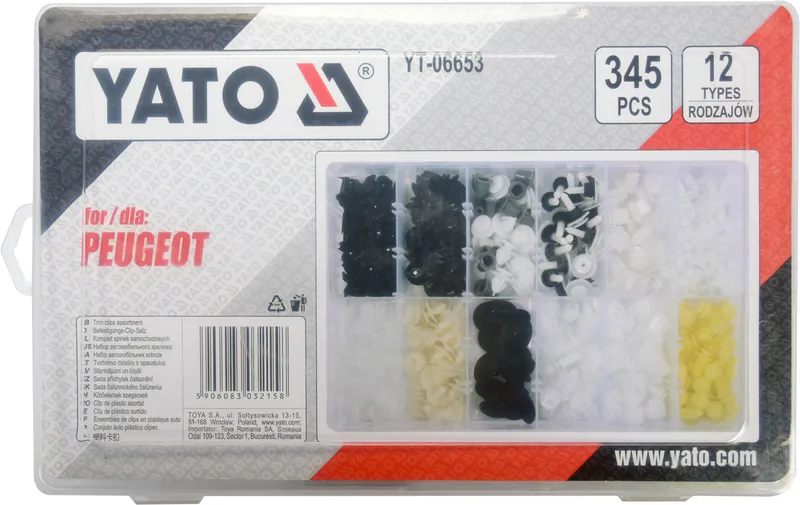 Komplet Spinek Samochodowych Peugeot 345 szt. YATO