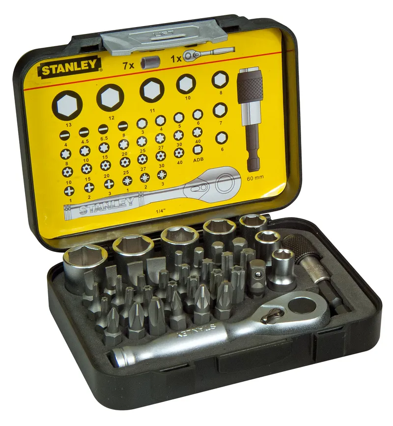 Zestaw Bitów I Nasadek 1/4'' Z Grzechotką 39 szt. STANLEY