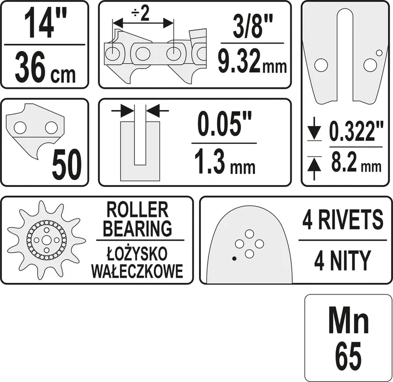 Prowadnica Łańcucha Do Pilarek 14' 3/8'G YATO
