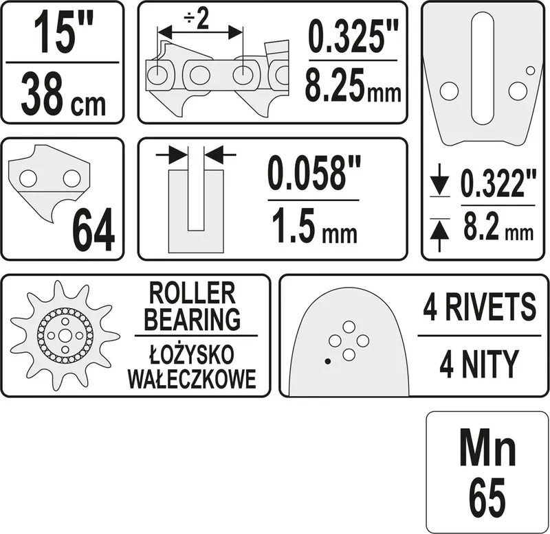 Prowadnica Łańcucha Do Pilarek 15'' 325U YATO