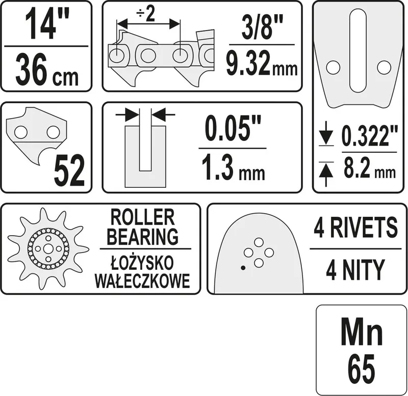 Prowadnica Łańcucha Do Pilarek 14'' 3/8''P YATO