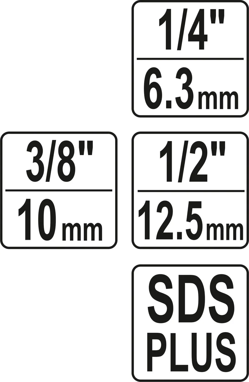 Adapter SDS Plus Do Nasadek 1/4'', 3/8'', 1/2'' YATO