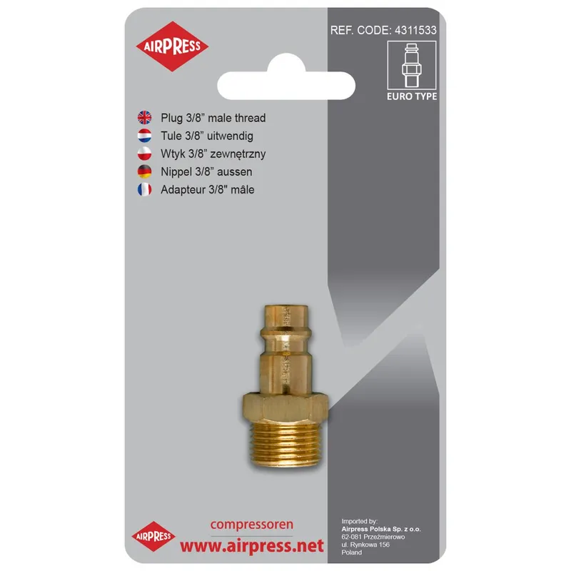 Wtyk Szybkozłączki Z Gwintem Zewnętrznym 3/8'' AIRPRESS