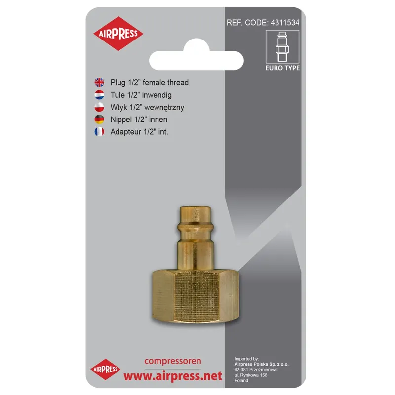 Wtyk Szybkozłączki Z Gwintem Wewnętrznym 1/2'' AIRPRESS