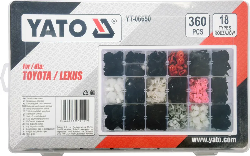Komplet Spinek Samochodowych TOYOTA/Lexus 360 szt. YATO