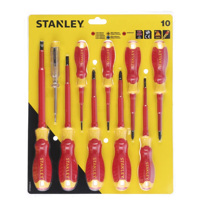 Zestaw Wkrętaków VDE 10 szt. 2PZ+5SL+TESTER STANLEY