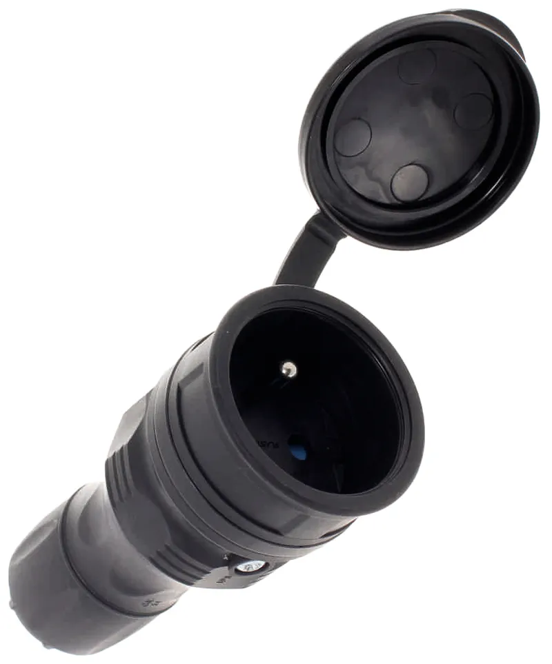 Gniazdo Gumowe 2P+Z, 16A Extrem IP54 KEL - Czarne