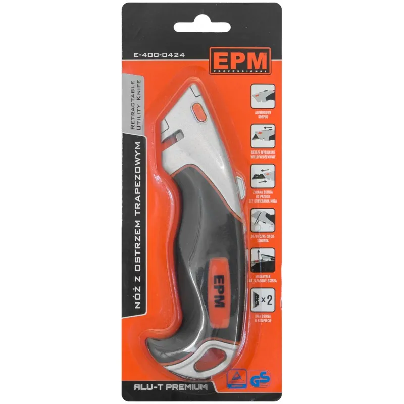 Nóż Z Ostrzem Trapezowym Alu-T Premium + 2 Sztuk Ostrzy EPM