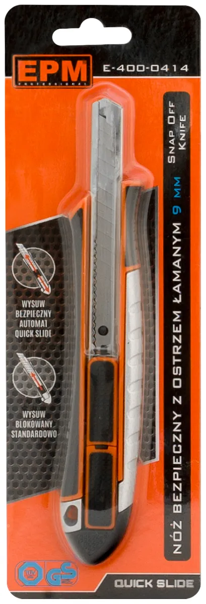 Nóż, Nożyk Z Ostrzem Łamanym Aluminiowy Bezpieczny 9mm EPM