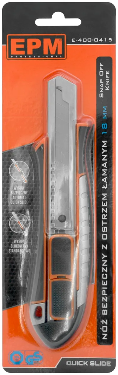 Nóż, Nożyk Z Ostrzem Łamanym Aluminiowy Bezpieczny 18mm EPM