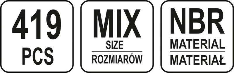 Zestaw Oringów Gumowych 419 szt. Mix YATO