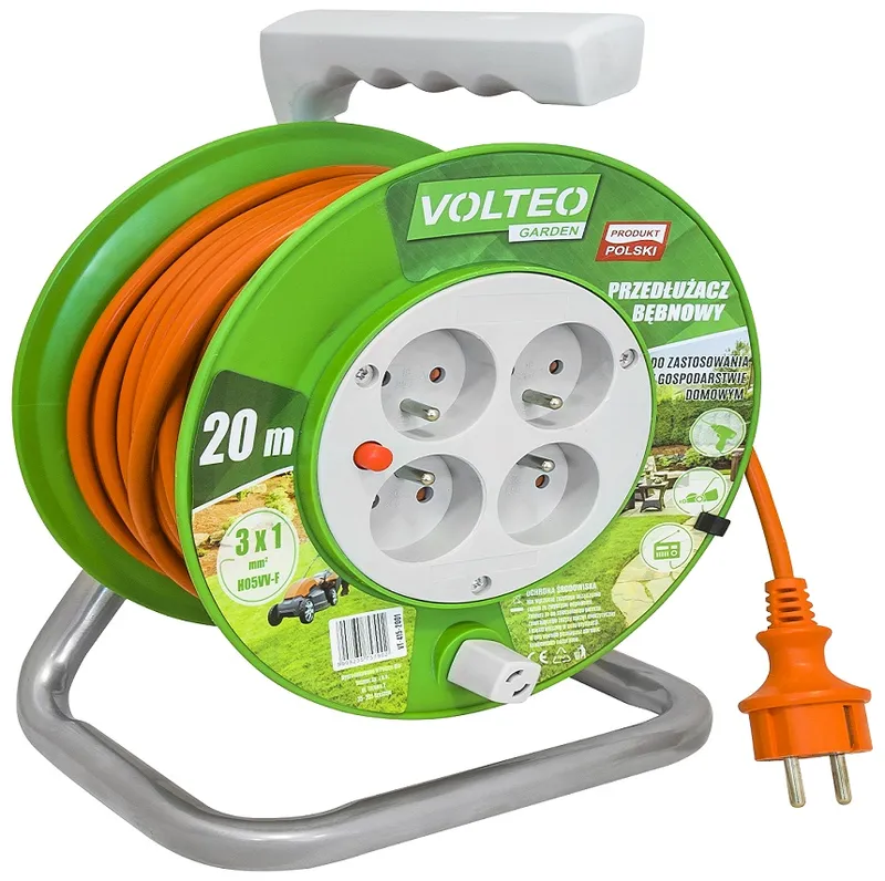 Przedłużacz Ogrodowy Na Bębnie 40m Przewód H05VV-F 3*1.5MM VOLTEO