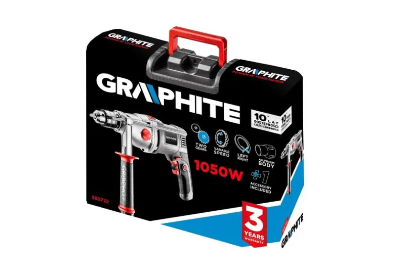 Wiertarka Udarowa 1050W Uchwyt Kluczykowy 13mm Obroty 0-3000 GRAPHITE