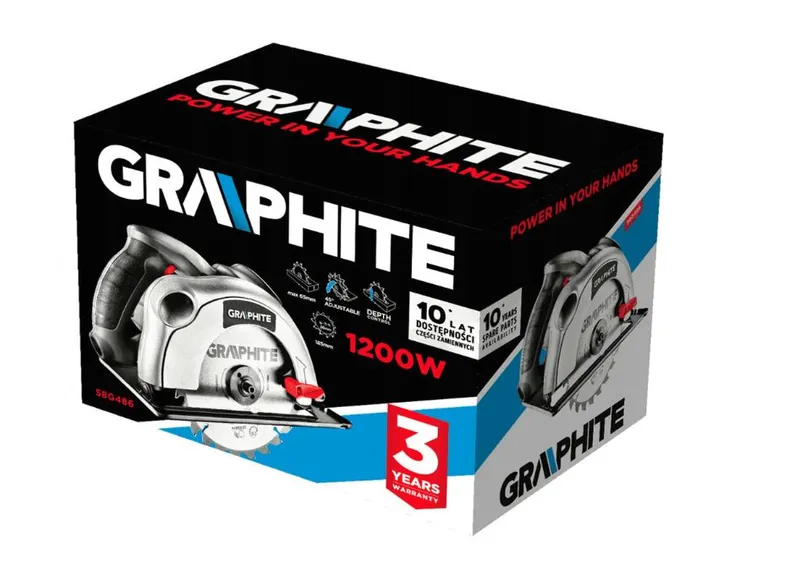 Pilarka Tarczowa 1200W 185mm Głębokość Cięcia 65mm GRAPHITE