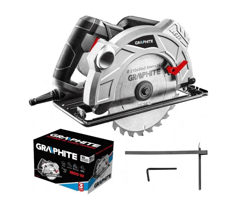 Pilarka Tarczowa 1800W 210*30MM Laser Głębokość Cięcia 73mm GRAPHITE
